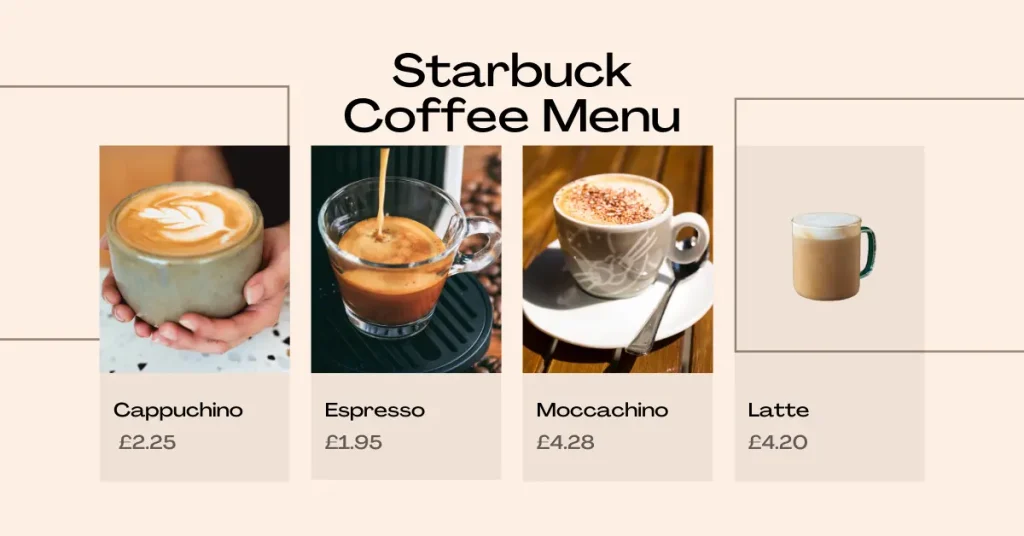 Starbucks menu London, UK 2024
